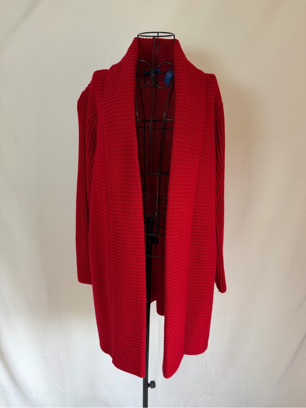 Karen Scott Red Open-Front Knit Cardigan